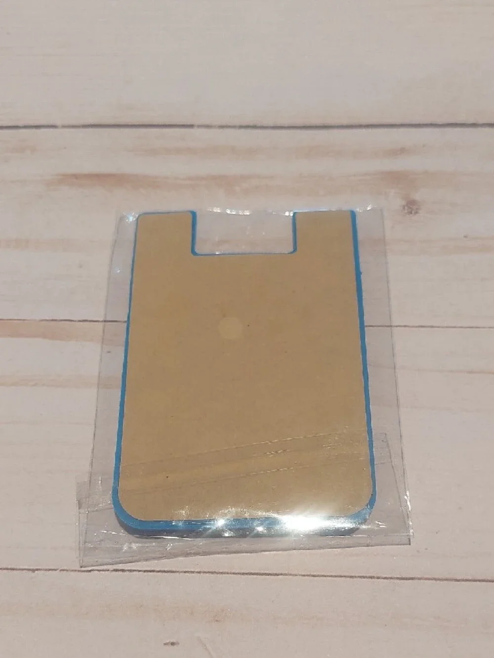 Blue Silicone Stick-On Phone Card Holder with Yellow Logo Accent